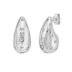 White Sterling Silver Polished  Earring