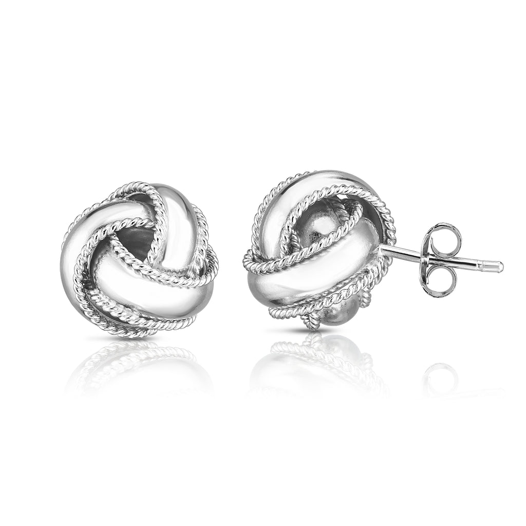 Parkplace Jewelers Silver Textured Border Polished Love Knot