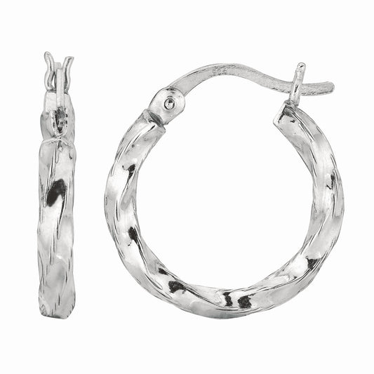 White Sterling Silver Polished Fancy Hoops Earring