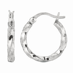 White Sterling Silver Polished Fancy Hoops Earring