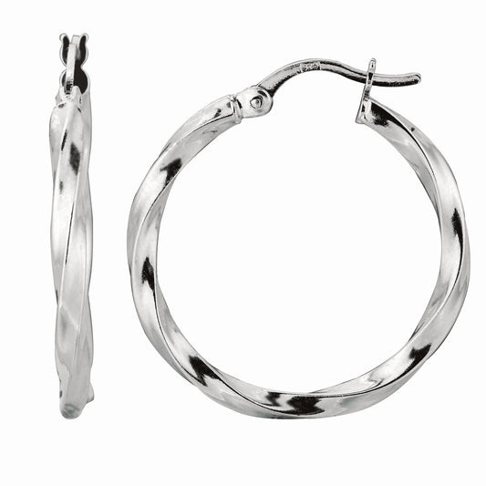White Sterling Silver Polished Fancy Hoops Earring