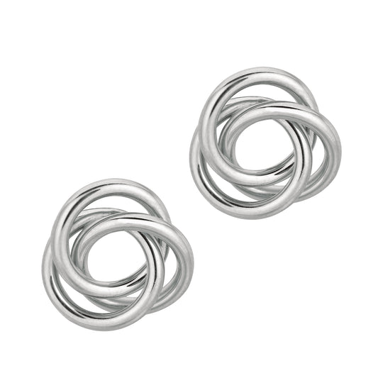White Sterling Silver Polished Love Knots Earring