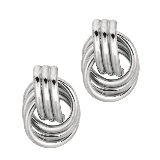 White Sterling Silver Polished Love Knots Earring