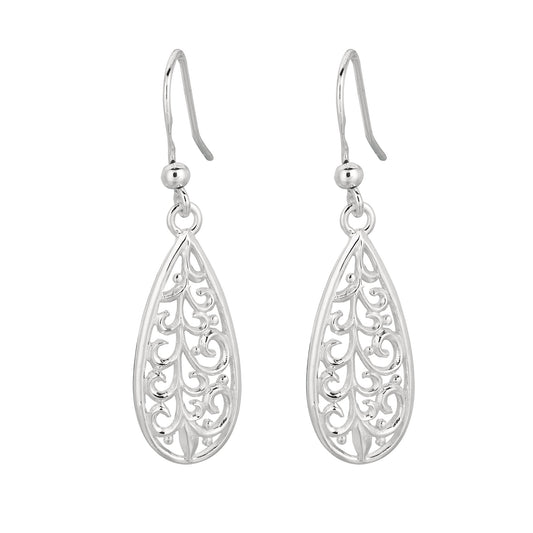 Parkplace Jewelers silver-filigree-pear-drop-earring-age615