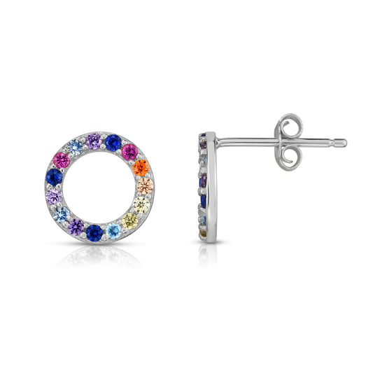Parkplace Jewelers silver-rainbow-cz-round-stud-earrings-ager11069