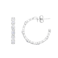 White Sterling Silver Polished Cz Earrings Earring