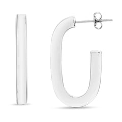 White Sterling Silver Polished Polished C-hoop Earring
