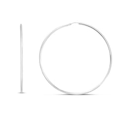 White Sterling Silver Polished Polished Endless Hoops Earring