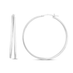 White Sterling Silver Polished Multi-row Hoop Earring