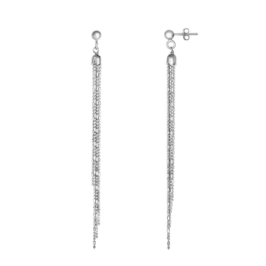 White Sterling Silver Diamond Cut/ Textured Drop Earrings Earring