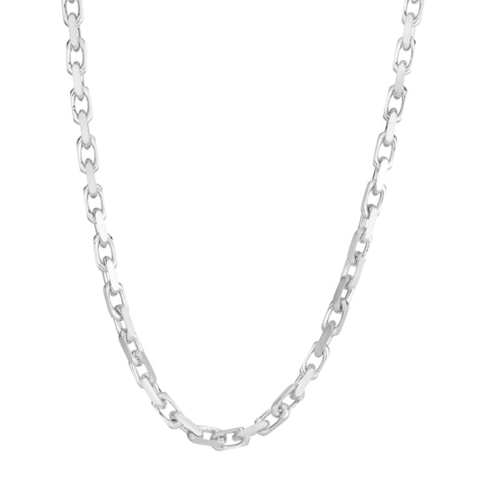 White Sterling Silver Polished French Cable Necklace