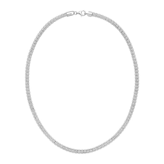 White Sterling Silver Polished Ice Necklace