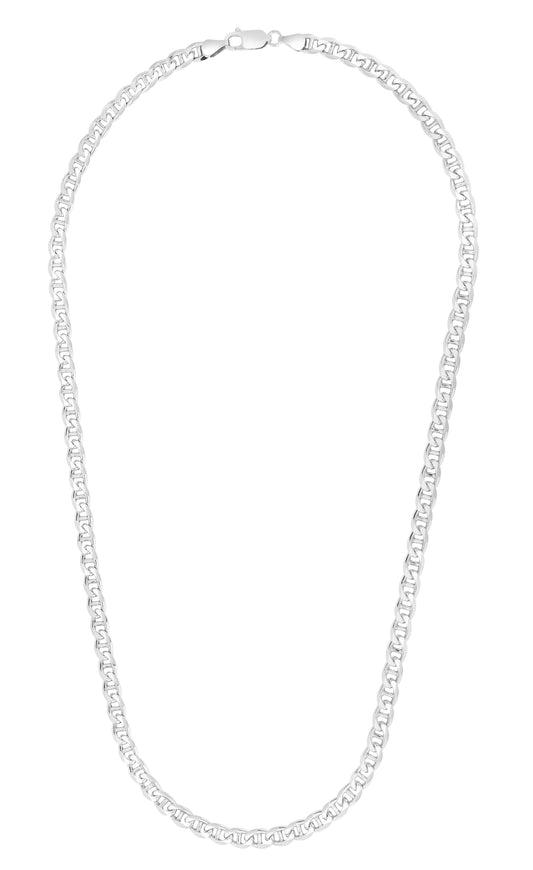 White Sterling Silver Polished Mariner Necklace