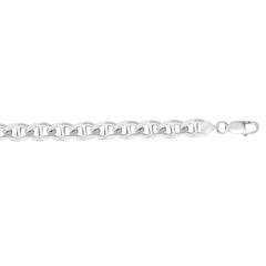 White Sterling Silver Polished Mariner Bracelet