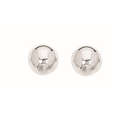 White Sterling Silver Polished Ball Stud Earring