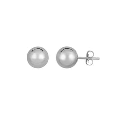 White Sterling Silver Polished Ball Stud Earring