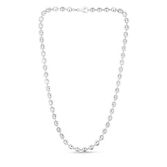 White Sterling Silver Diamond Cut/ Textured Moon Necklace