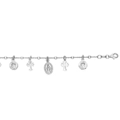 White Sterling Silver Polished Religious Fashion Bracelet