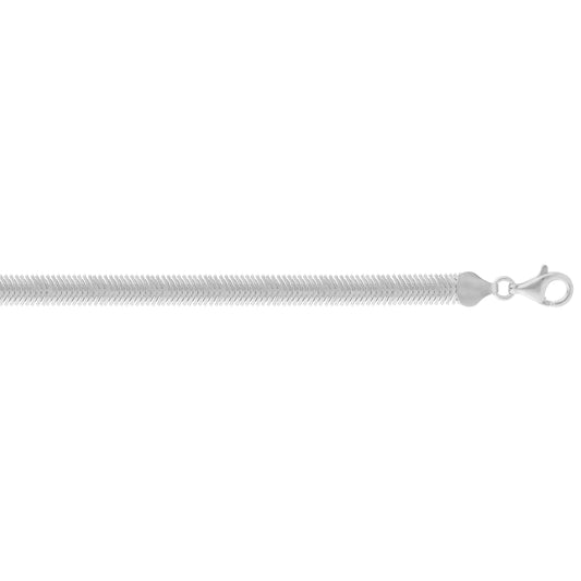 White Sterling Silver Polished Oval Snake Chain Necklace