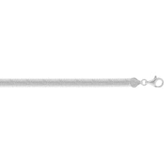 White Sterling Silver Polished Oval Snake Chain Necklace