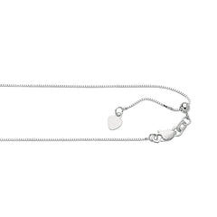 White Sterling Silver Diamond Cut/ Textured Adjustable Box Necklace
