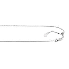 White Sterling Silver Diamond Cut/ Textured Adjustable Box Necklace