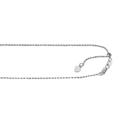 White Sterling Silver Diamond Cut/ Textured Adjustable Rope Necklace