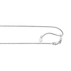 White Sterling Silver Diamond Cut/ Textured Adjustable Round Wheat Necklace