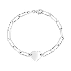 White Sterling Silver Polished Paperclip Fashion Bracelet