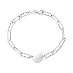White Sterling Silver Polished Paperclip Fashion Bracelet