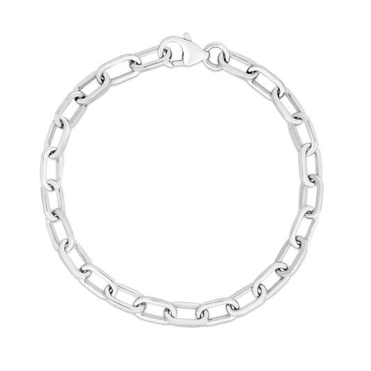White Sterling Silver Polished Italian Fashion Link Chains Necklace