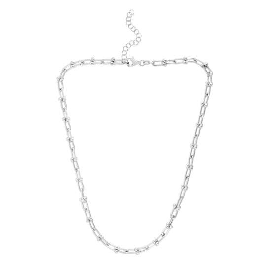White Sterling Silver Polished Jax Links Necklace