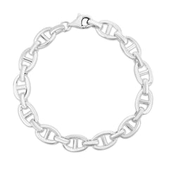 White Sterling Silver Polished Mariner Fashion Bracelet