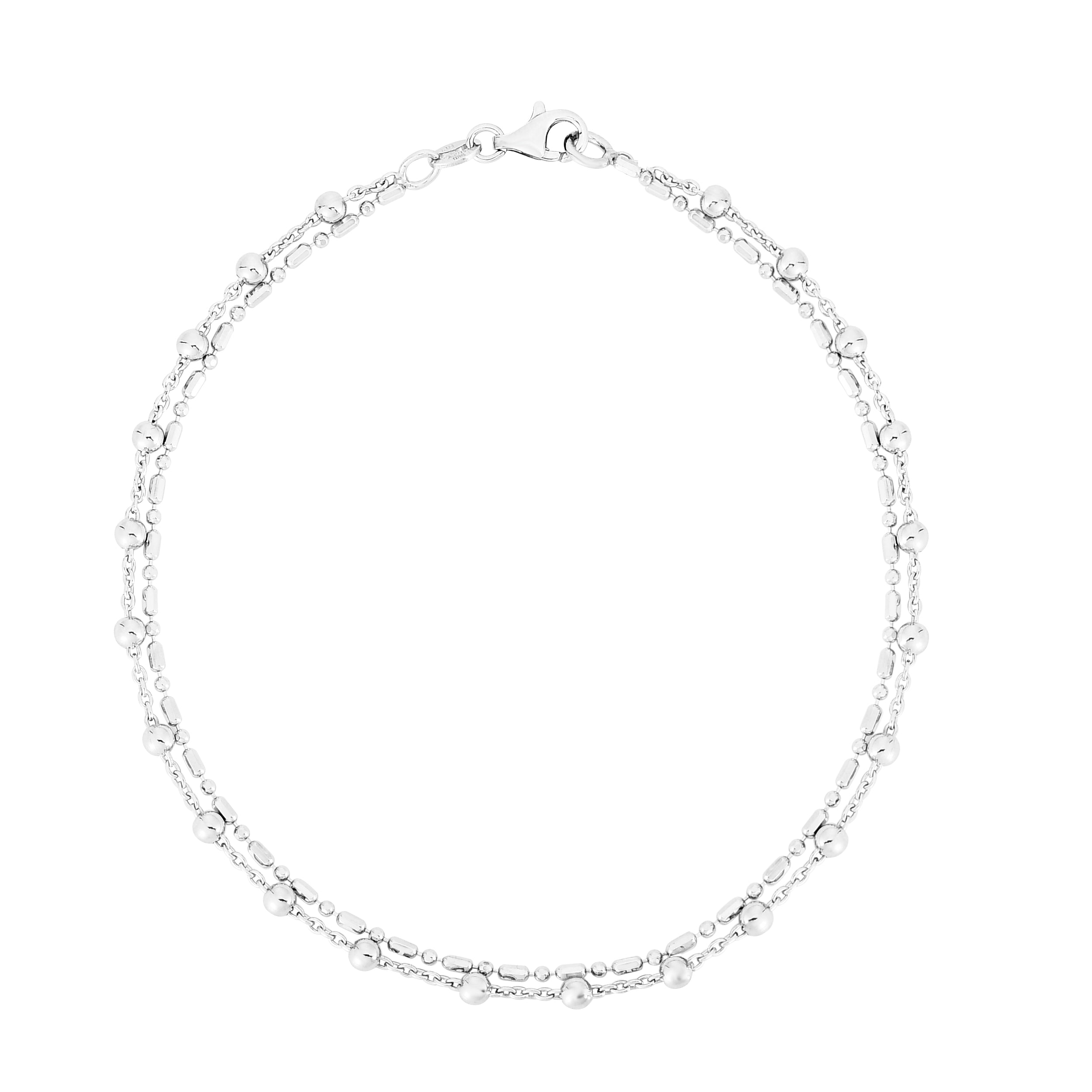 Parkplace Jewelers silver-bead-double-strand-anklet-agrc14744