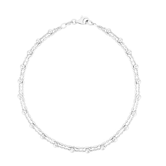 Parkplace Jewelers silver-bead-double-strand-anklet-agrc14744