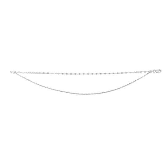 Parkplace Jewelers silver-double-row-mirror-chain-and-sparkle-chain-anklet-agrc2175