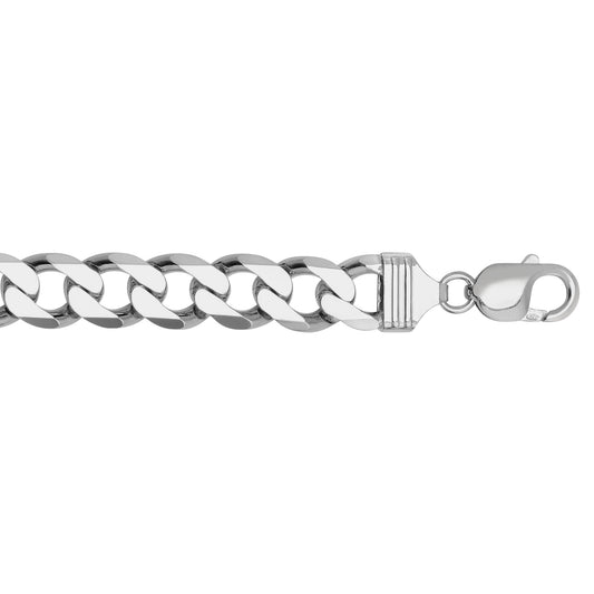 White Sterling Silver Polished Comfort Curb Necklace