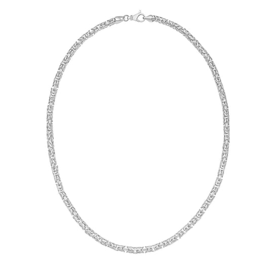 White Sterling Silver Polished Solid Round Byzantine Necklace