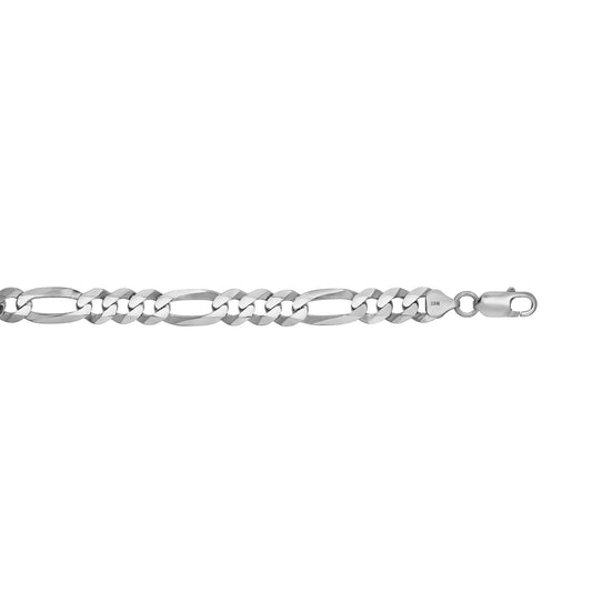 White Sterling Silver Diamond Cut/ Textured Figaro Necklace