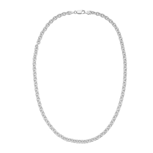 White Sterling Silver Polished Rolo Necklace