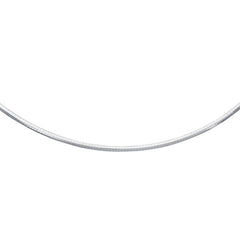 White Sterling Silver Polished Round Omega Necklace
