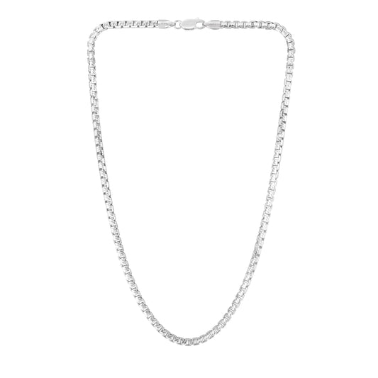 White Sterling Silver Diamond Cut/ Textured Diamond Cut Box Necklace
