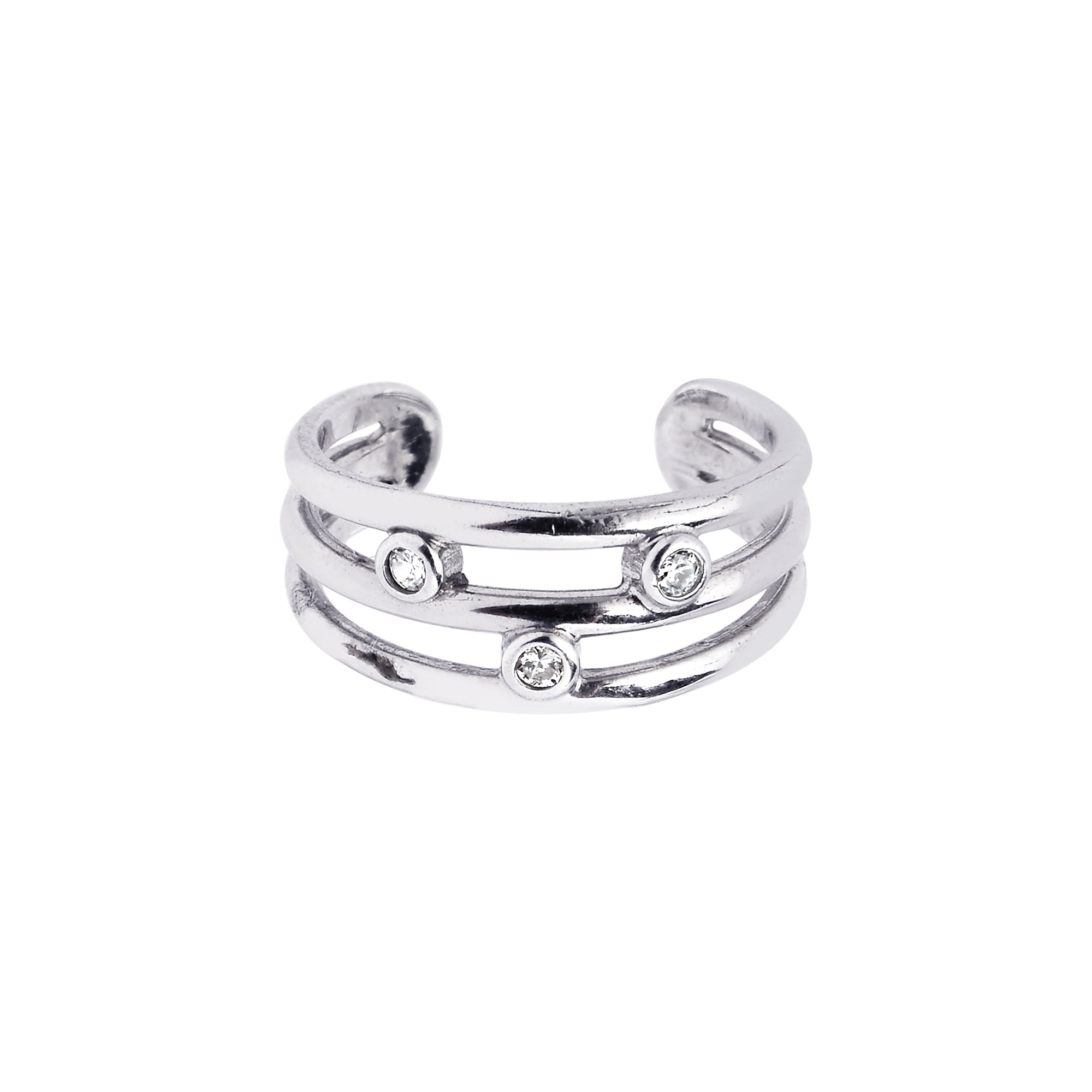 Parkplace Jewelers silver-triple-row-scattered-cz-toe-ring-agtr108