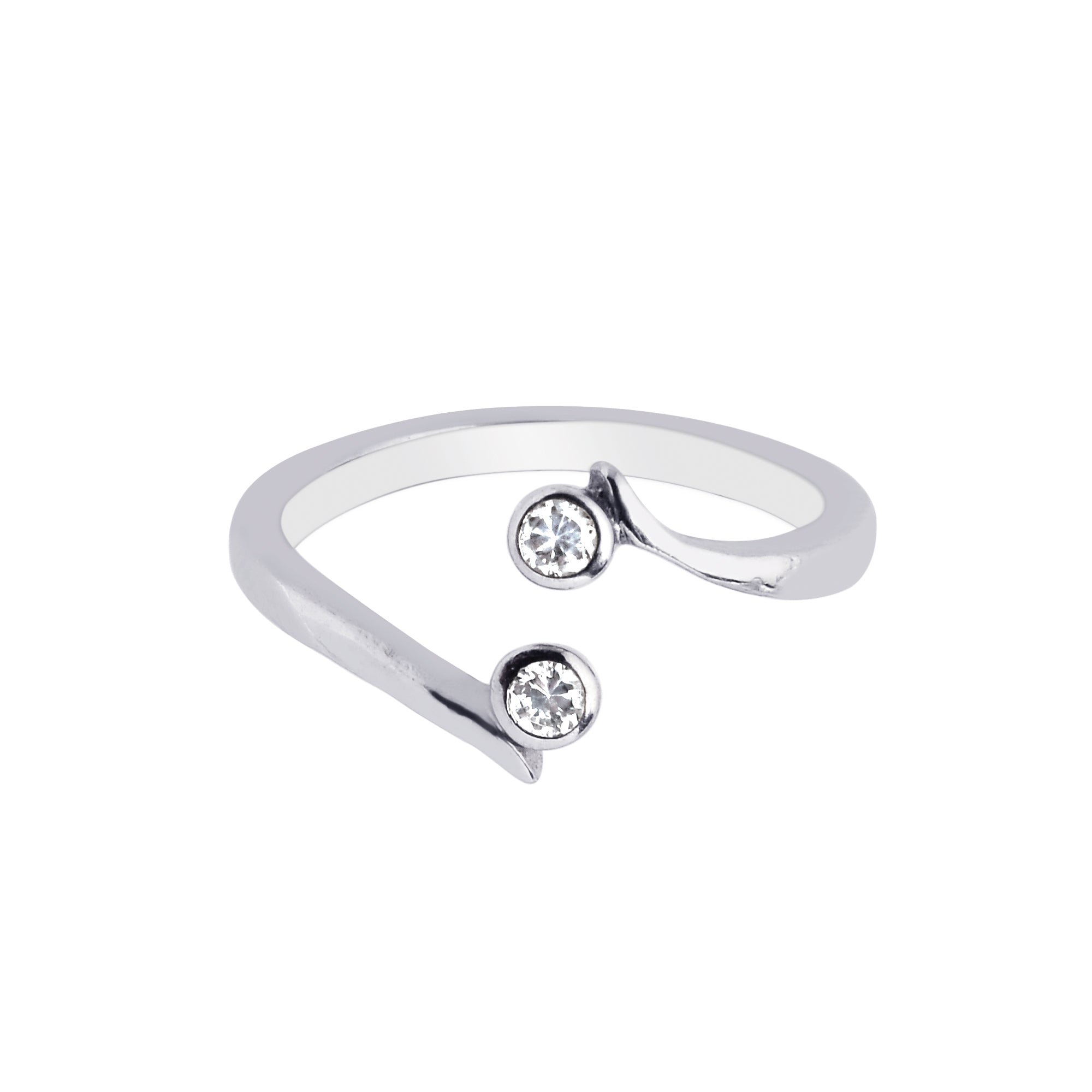 Parkplace Jewelers silver-bypass-toe-ring-with-two-bezel-set-cz-agtr115