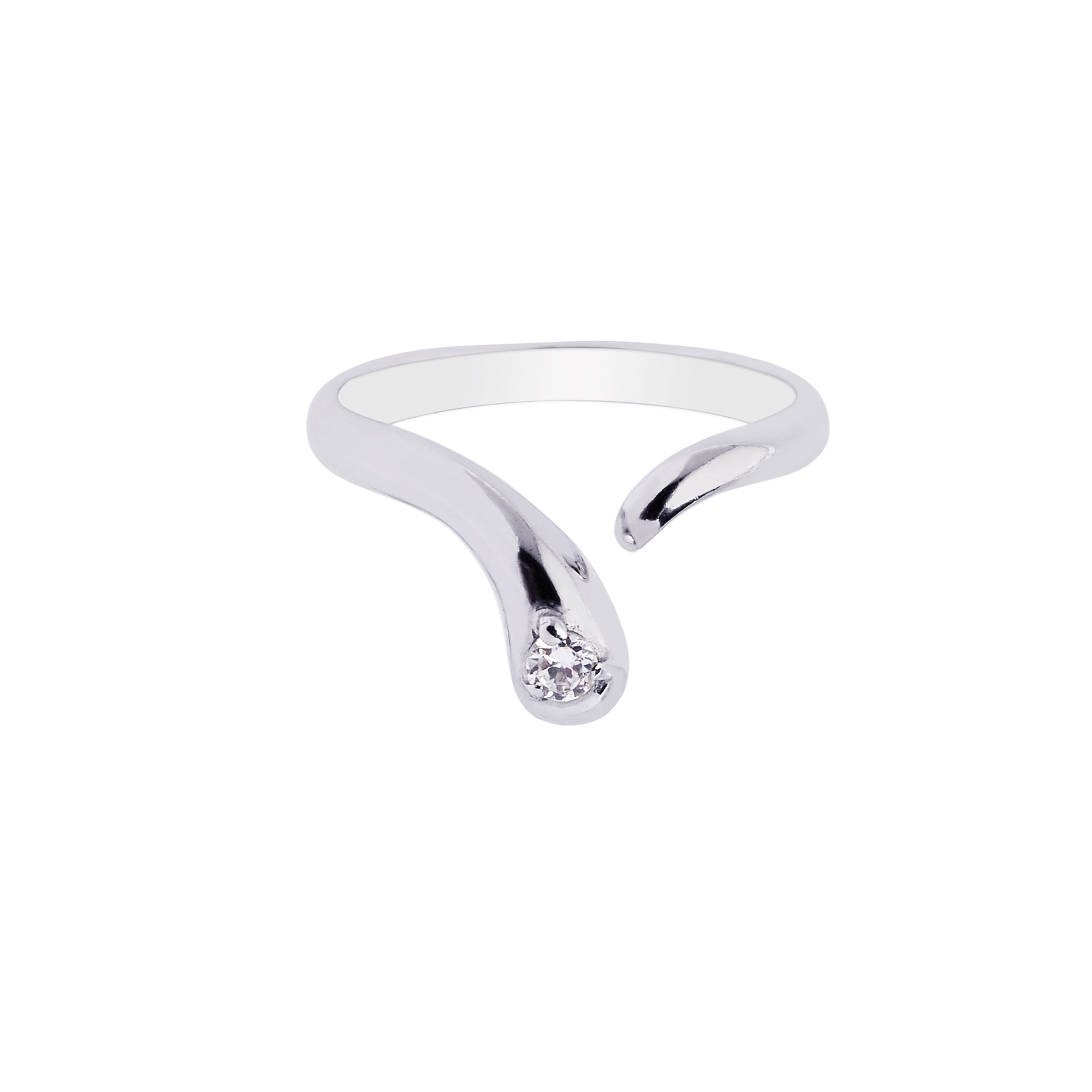 Parkplace Jewelers silver-polished-bypass-toe-ring-with-cz-agtr131