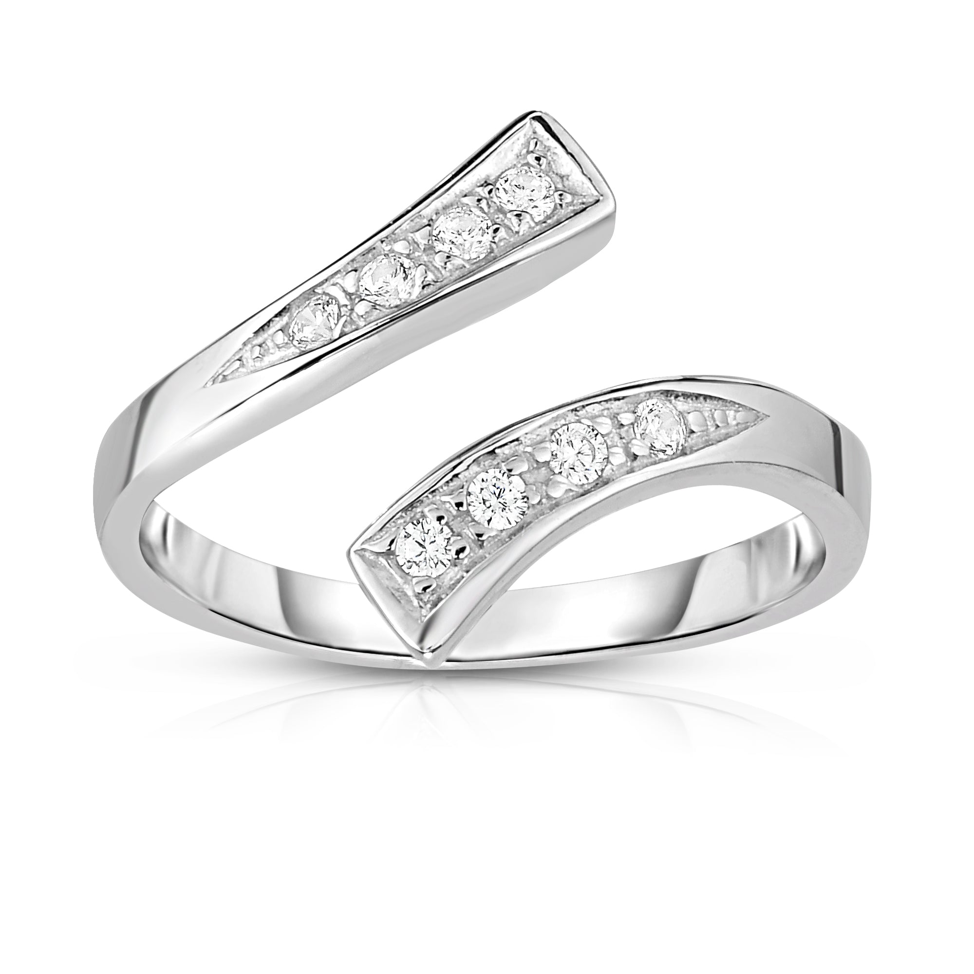 Parkplace Jewelers silver-graduated-bypass-cz-toe-ring-agtr136