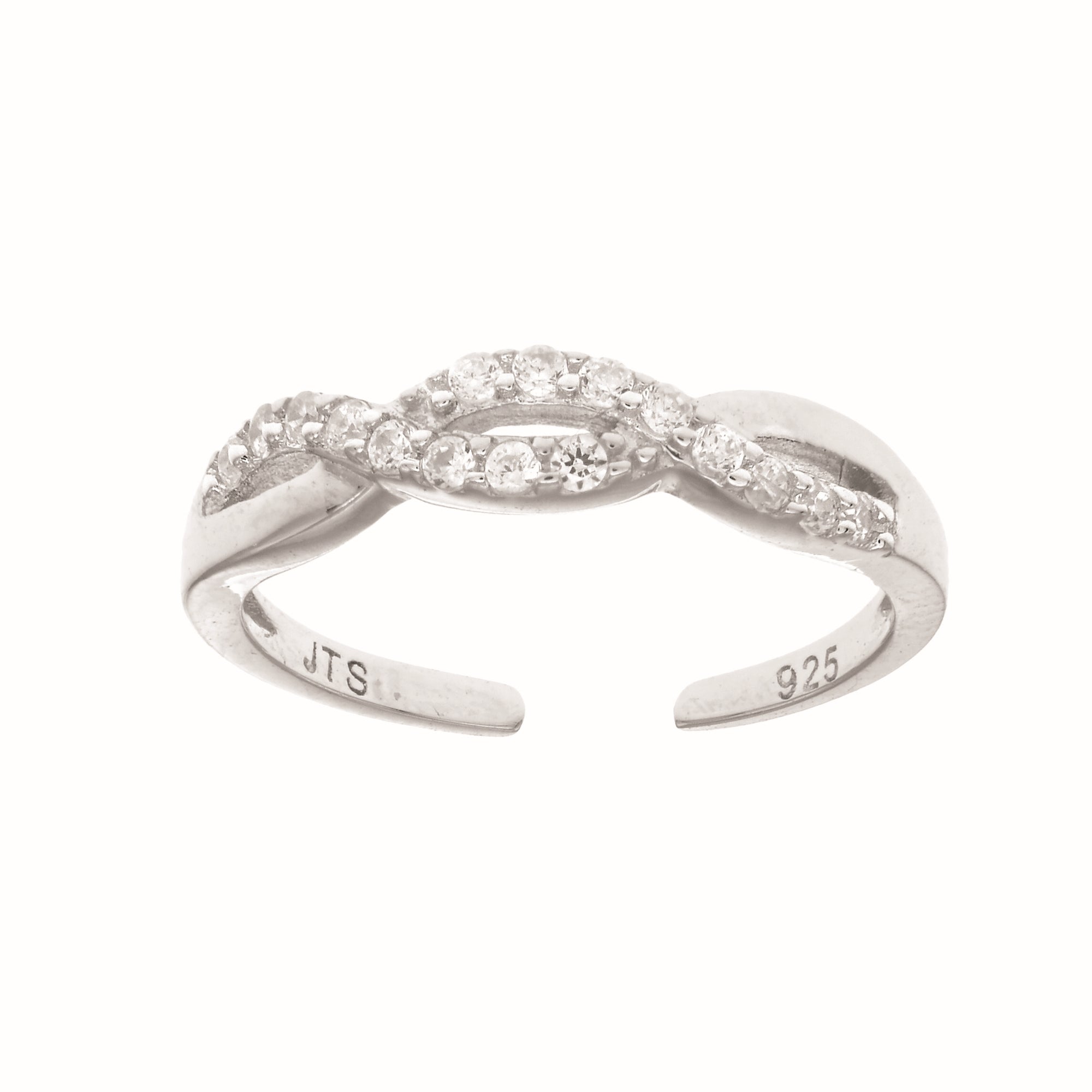 Parkplace Jewelers silver-woven-cz-toe-ring-agtr174