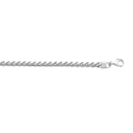 White Sterling Silver Polished Round Franco Necklace
