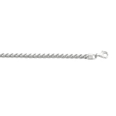 White Sterling Silver Polished Round Franco Necklace