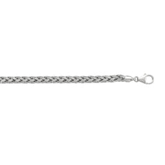 White Sterling Silver Diamond Cut/ Textured Lite Wheat Necklace